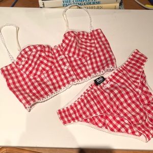 NWOT D&G Gingham Lingerie with Lace Detail